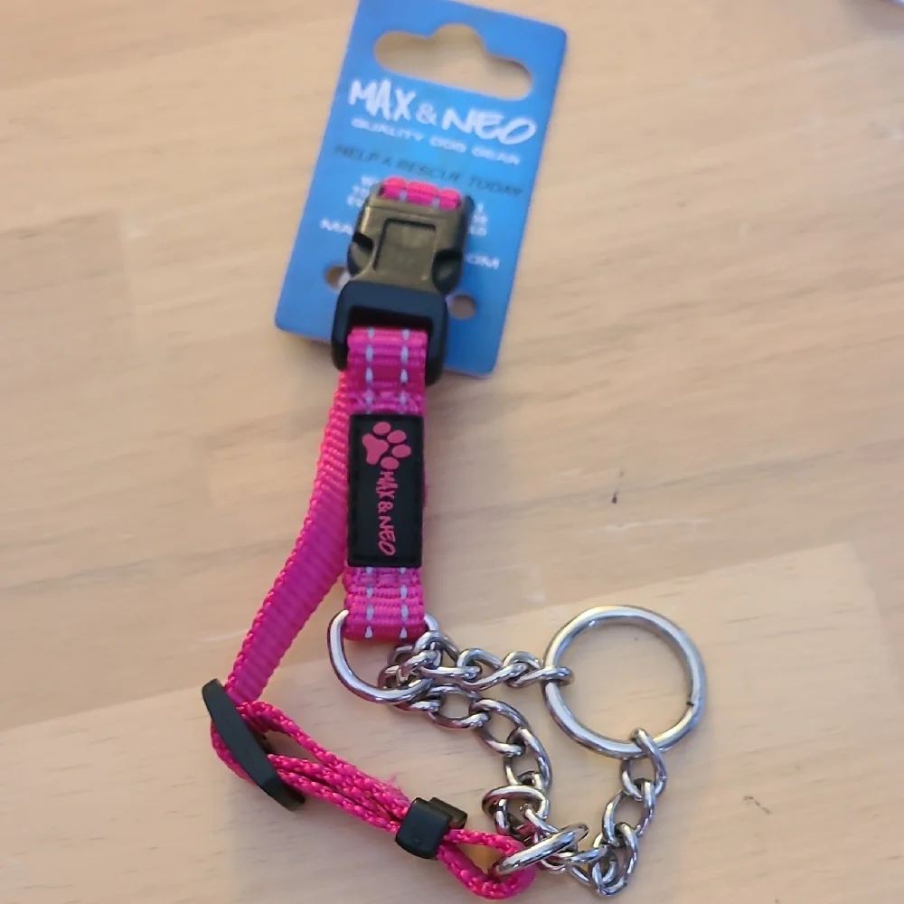 Pink Dog Collar with Chain